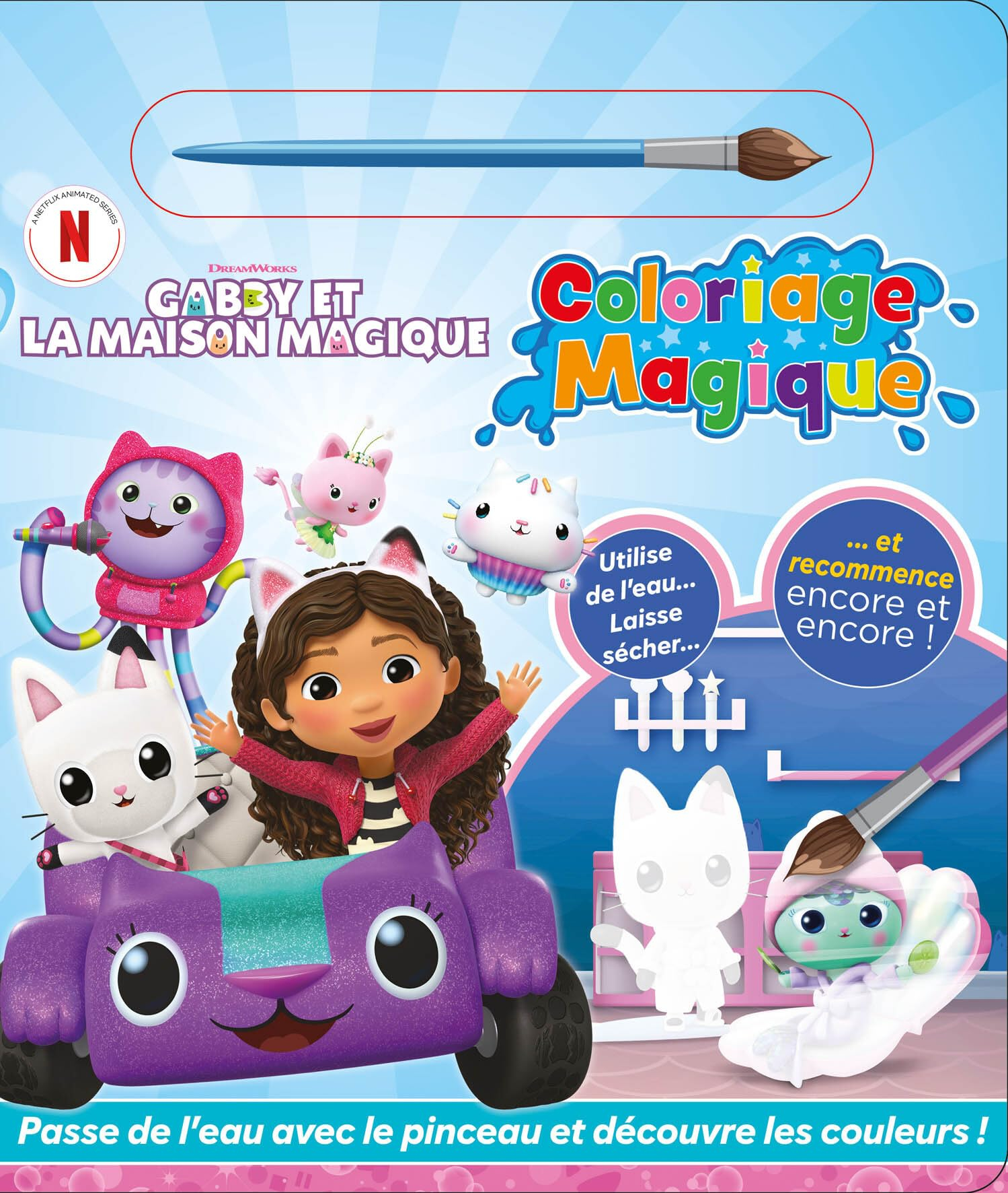 Gabby et la maison magique : coloriage magique : passe de l'eau avec le pinceau et découvre les coul