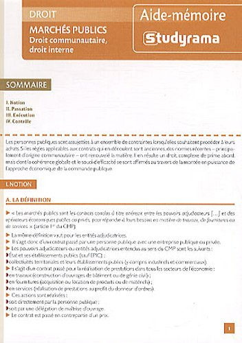 Marchés publics : droit communautaire, droit interne : à jour au 1er août 2007
