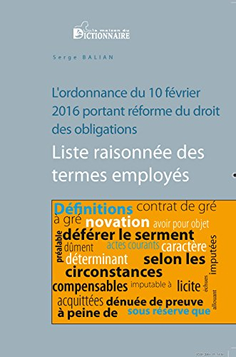 Index méthodique et grammatical des principaux termes de l'ordonnance du 10 février 2016 portant réf