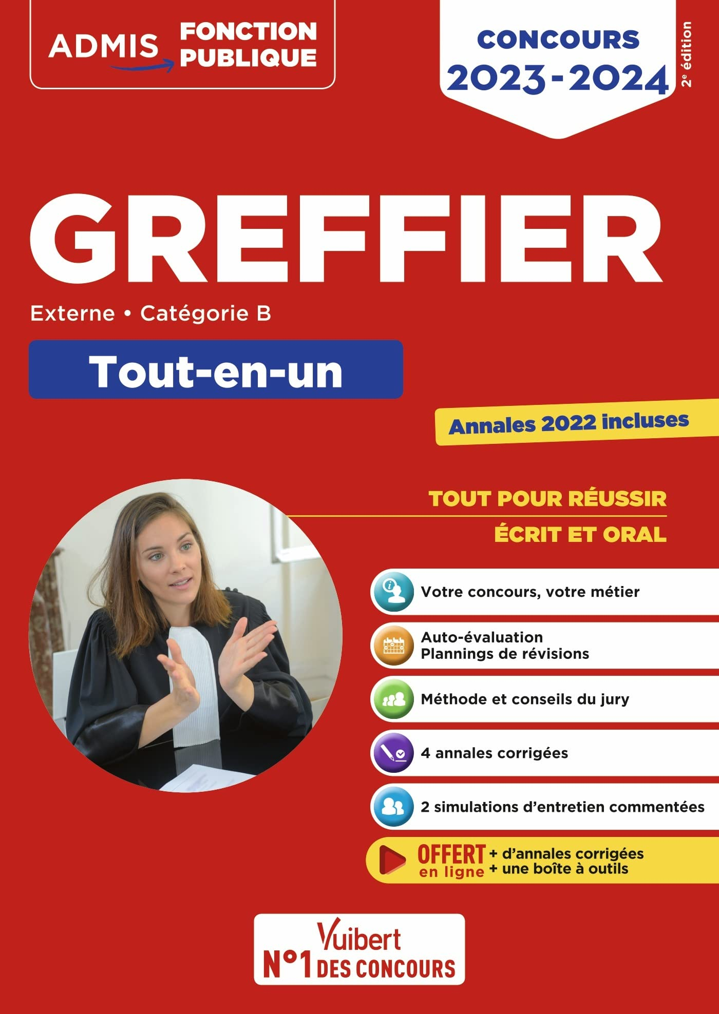 Greffier : externe, catégorie B : tout-en-un, concours 2023-2024