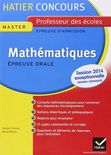 Mathématiques, épreuve orale d'admission, master, nouveau concours 2011 : exposé et entretien
