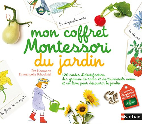 Mon coffret Montessori du jardin : 120 cartes d'identification, des graines bio de basilic et de cou