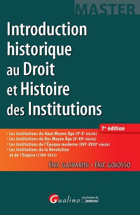 Introduction historique au droit et histoire des institutions