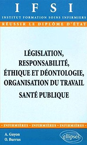 Législation, responsabilité, éthique et déontologie, organisation du travail : santé publique