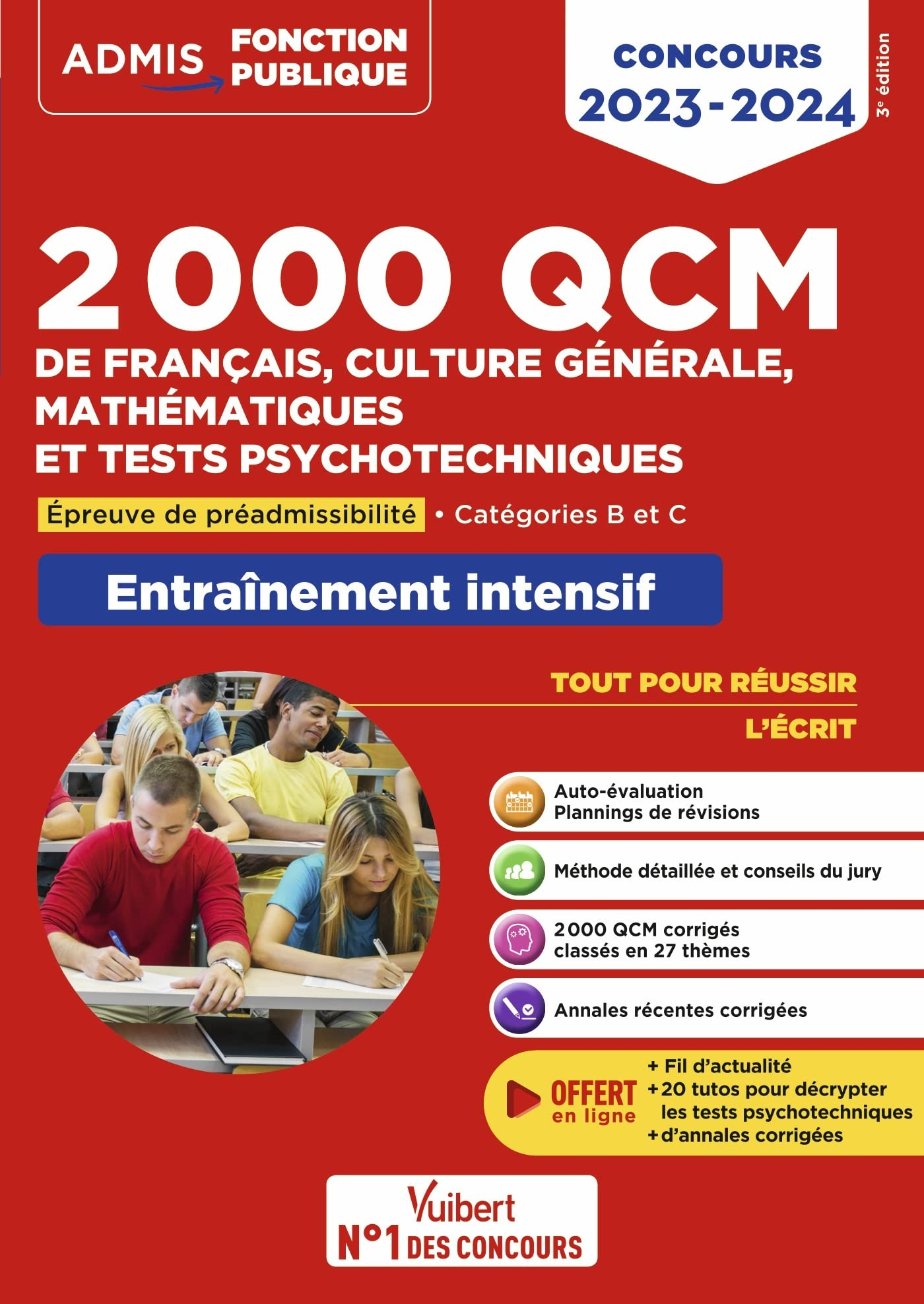 2.000 QCM de français, culture générale, mathématiques et tests psychotechniques : épreuve de préadm