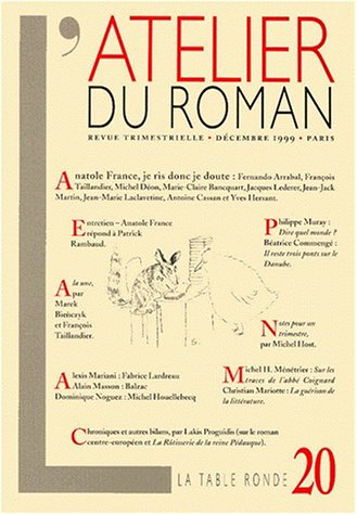 l'atelier du roman, numéro 20
