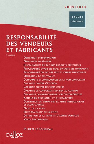 Responsabilité des vendeurs et fabricants : 2009-2010