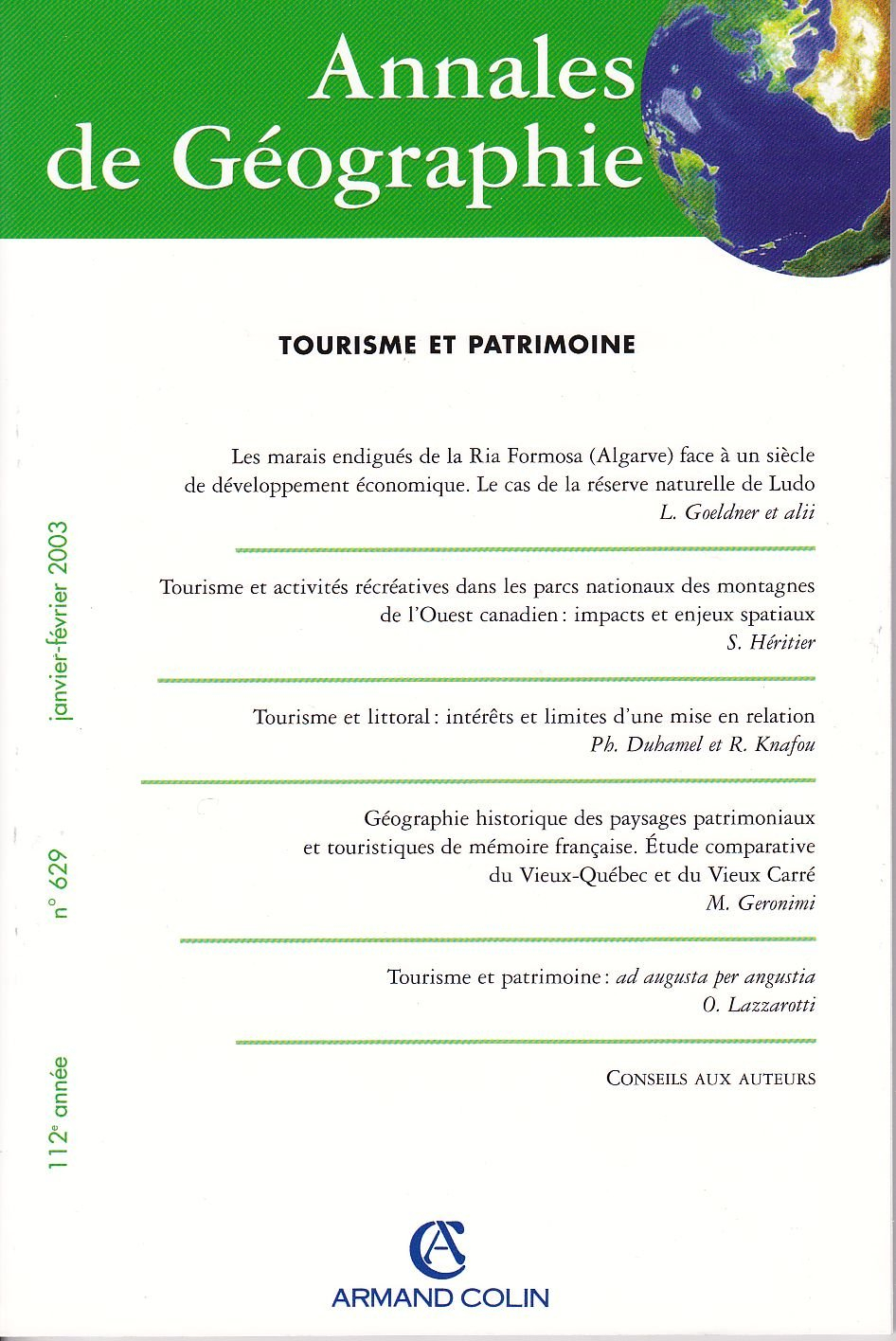 Annales de géographie n°629