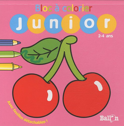 Bloc à colorier junior, 2-4 ans, cerise : avec feuilles détachables !