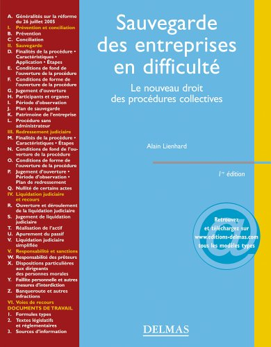 Sauvegarde des entreprises en difficulté : le nouveau droit des procédures collectives
