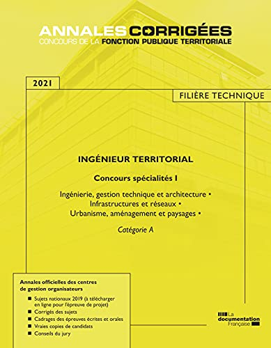 Ingénieur territorial 2021 : concours spécialités. Vol. 1. Ingénierie, gestion technique et architec