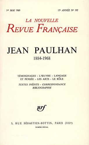 la n.r.f., mai 1969 : jean paulhan