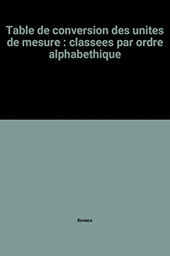 Table de conversion des unités de mesure