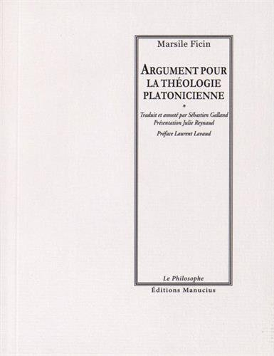 Argument pour la théologie platonicienne