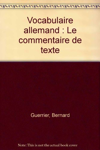 Vocabulaire allemand, le commentaire de texte