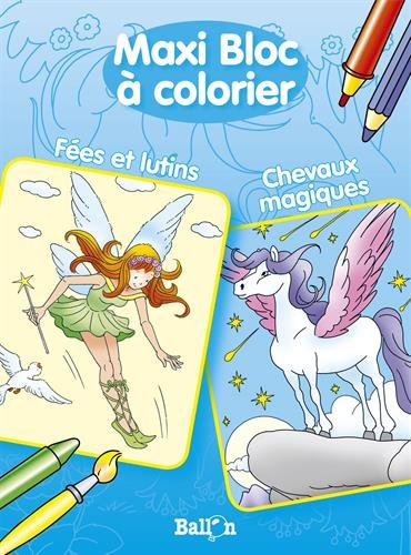 double bloc à colorier fées et lutins / chevaux magiques