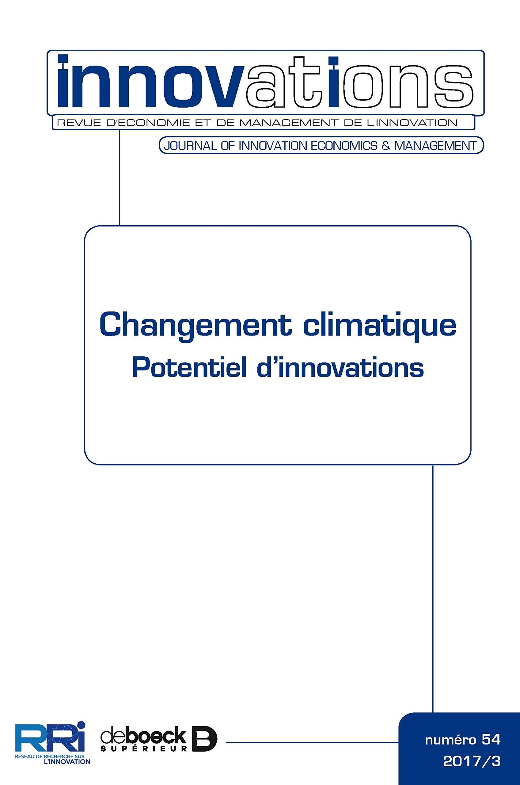 Innovations, n° 54. Changement climatique, potentiel d'innovations