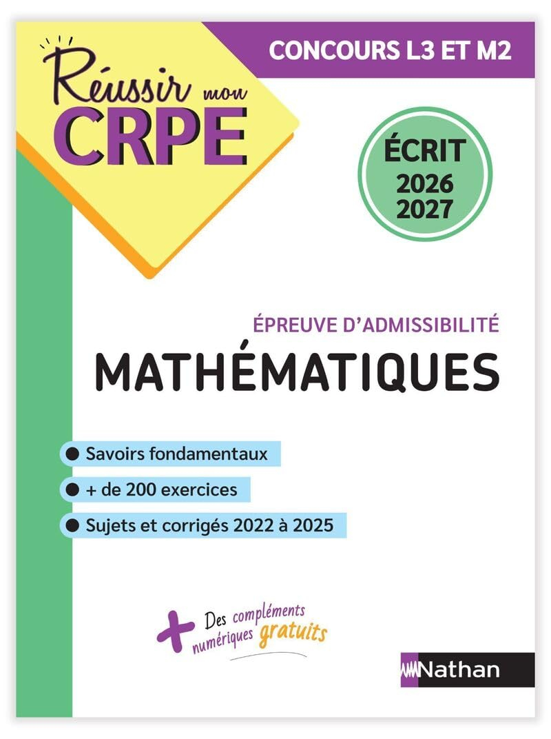 Mathématiques, épreuve d'admissibilité : écrit 2026-2027 : concours L3 et M2