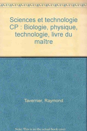 sciences et technologie livre du maitre cp