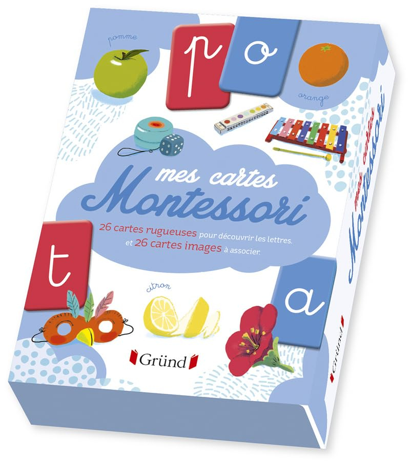 Mes cartes Montessori : 26 cartes rugueuses pour découvrir les lettres et 26 cartes images à associe