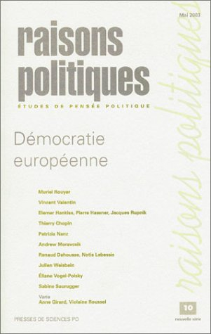 Raisons politiques, n° 10. Démocratie européenne