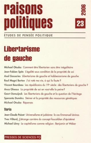 Raisons politiques, n° 23. Le libertarisme de gauche
