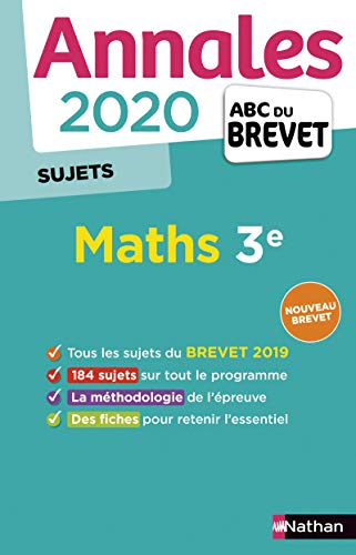 Maths 3e : annales 2020, sujets : nouveau brevet