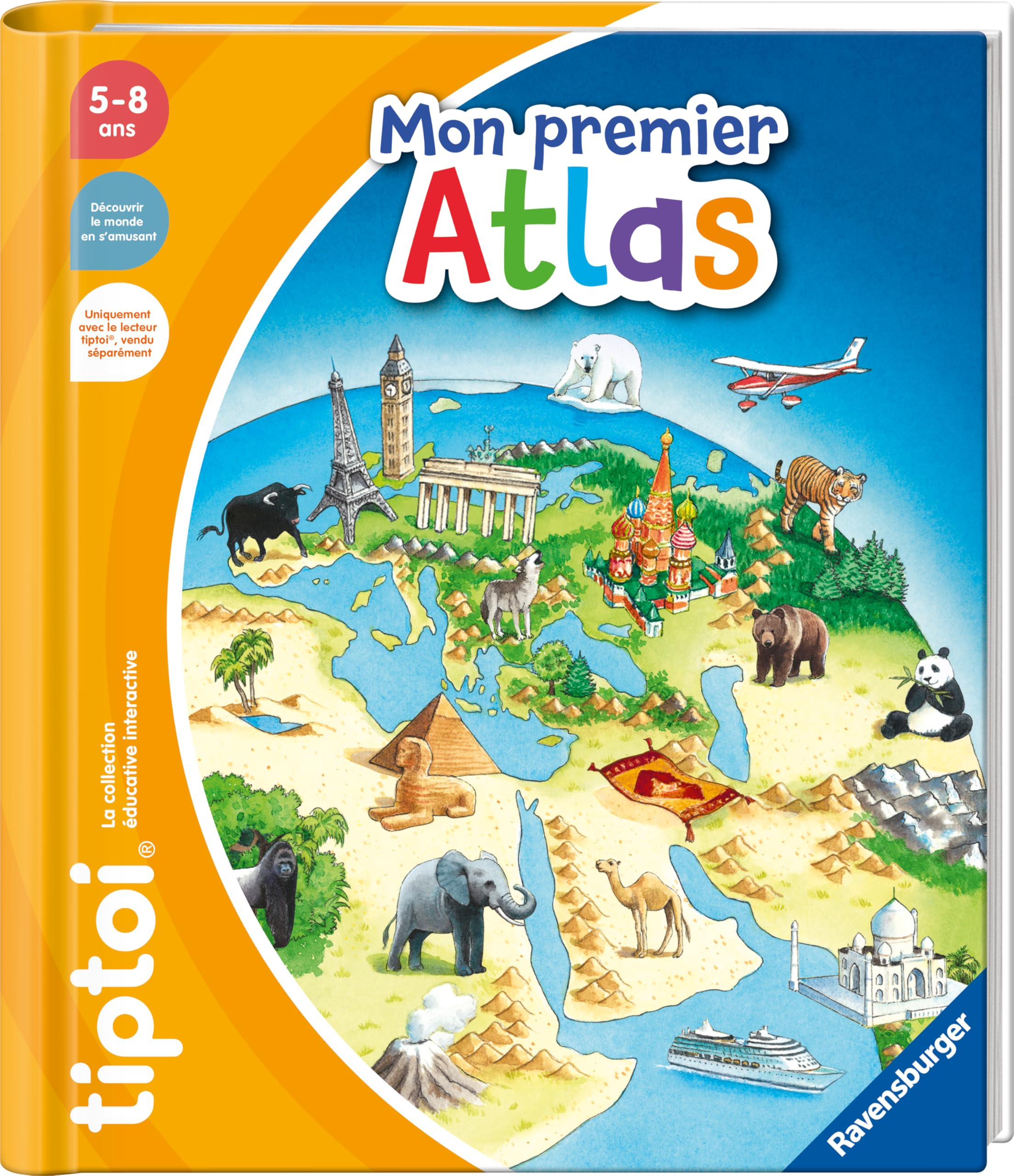 Ravensburger - tiptoi® - Mon Premier Atlas - Livre Interactif Éducatif Sans Écran - Découverte du Mo