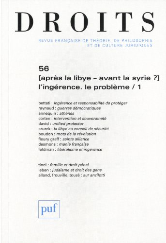 Droits, n° 56. Après la Libye, avant la Syrie ? : l'ingérence, le problème
