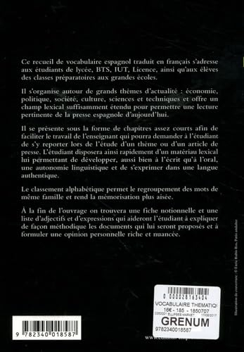 Vocabulaire thématique espagnol contemporain