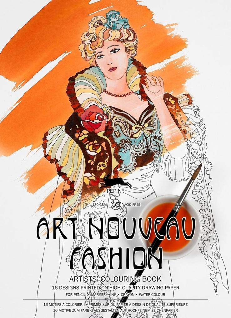 Art nouveau fashion : Livret de coloriage artistes - 16 motifs à colorier, imprimés sur du papier à 