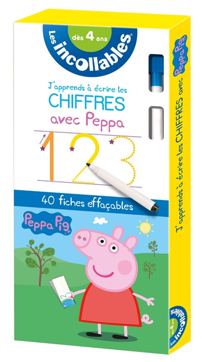 Les incollables, Peppa Pig : j'apprends à écrire les chiffres avec Peppa, dès 4 ans : 40 fiches effa