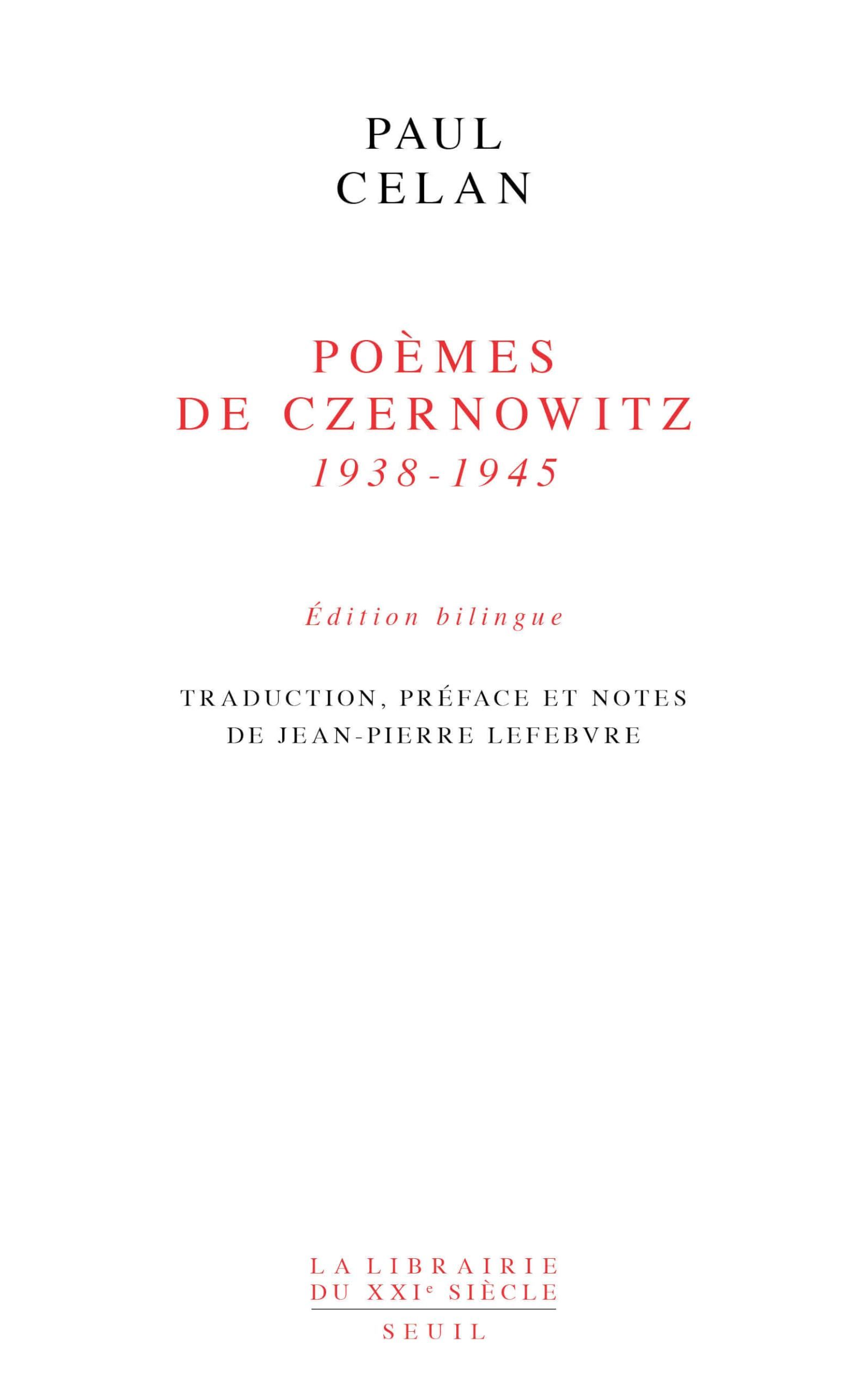 Poèmes de Czernowitz (1938-1945)