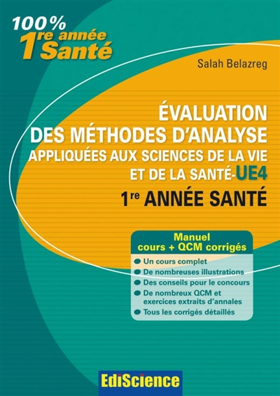 Evaluation des méthodes d'analyse appliquées aux sciences de la vie et de la santé L1 santé : cours,