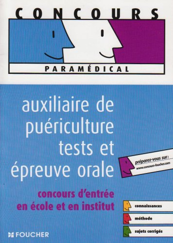 Auxiliaire de puériculture, tests et épreuve orale : concours d'entrée en école et en institut