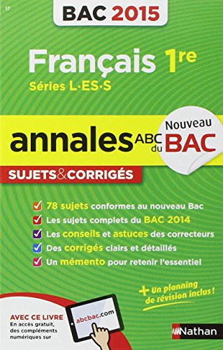 Français 1re séries L, ES, S : bac 2015