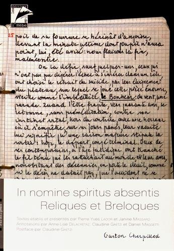 In nomine spiritus absentis. Reliques et breloques