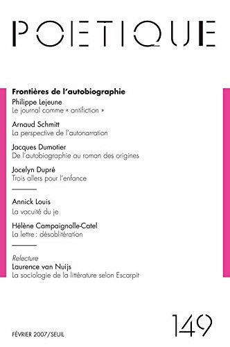 Poétique, n° 149. Frontières de l'autobiographie
