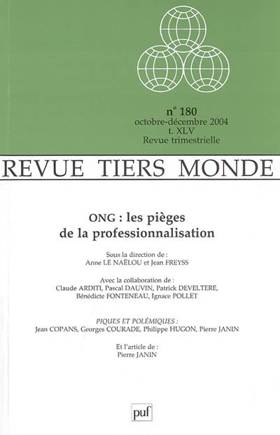 Tiers-monde, n° 180. ONG, les pièges de la professionnalisation