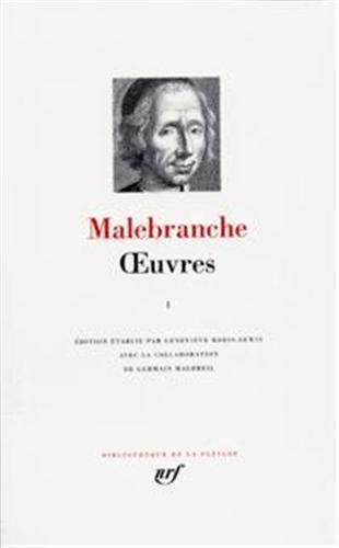 malebranche : oeuvres, tome i