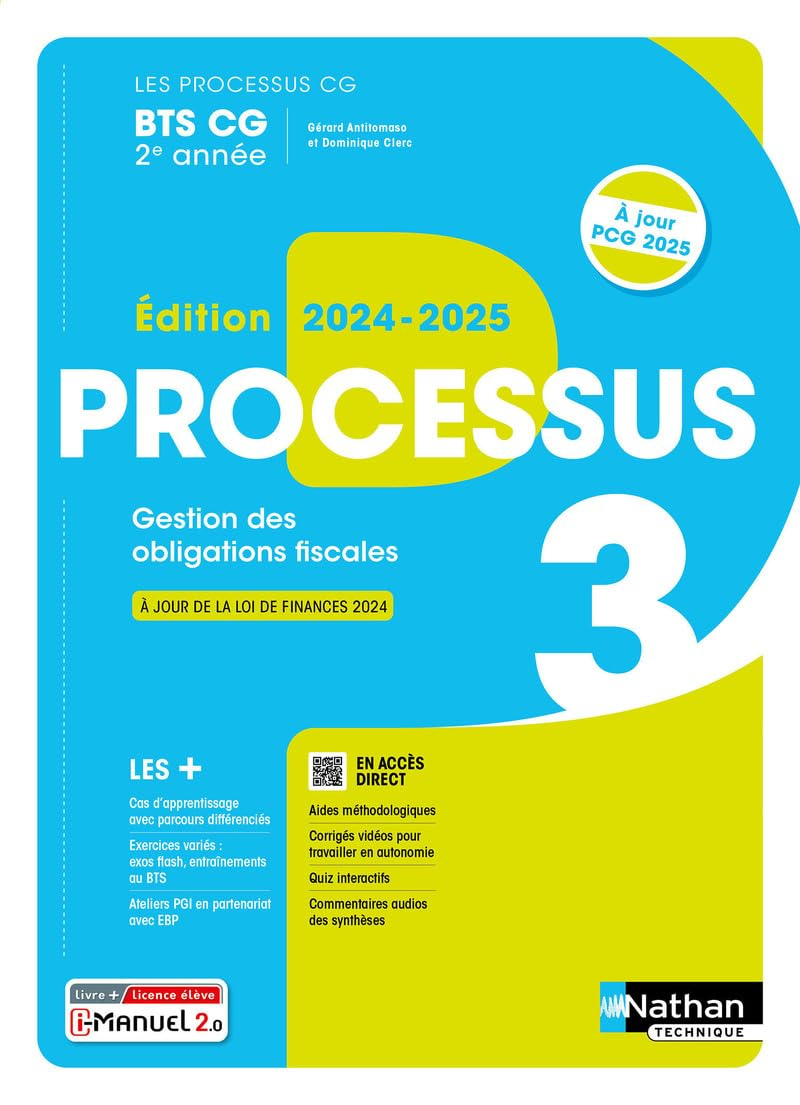 Processus 3 BTS CG 2e année comptabilité gestion : gestion des obligations fiscales : livre + licenc