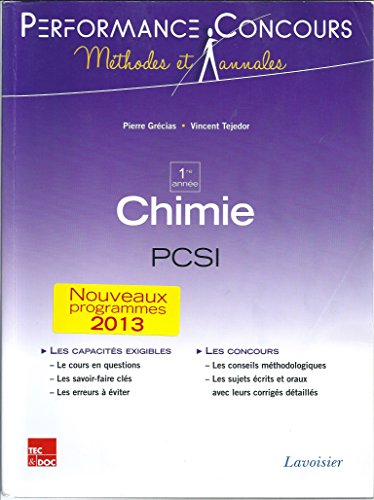 Chimie PCSI 1re année : les capacités exigibles, les concours