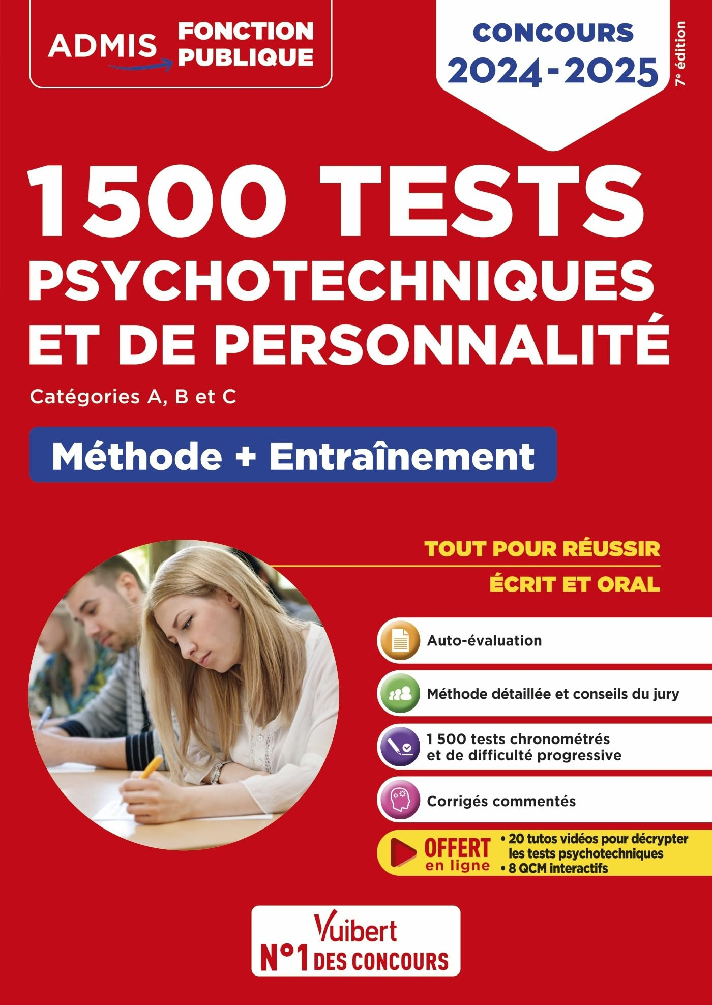1.500 tests psychotechniques et de personnalité : catégories A, B et C, méthode + entraînement : con