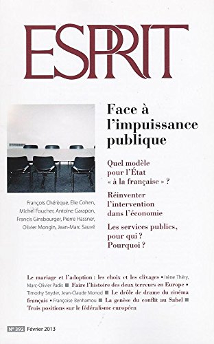 esprit, n, 392, février 2013 : face a l'impuissance publique