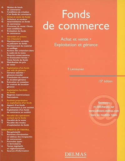 Fonds de commerce : achat et vente, location et gérance