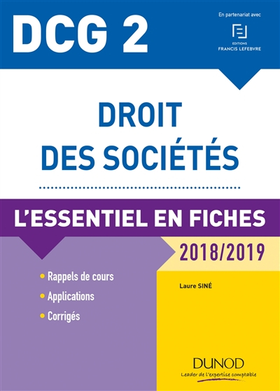 Droit des sociétés, DCG 2 : l'essentiel en fiches : 2018-2019