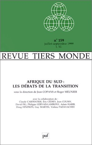 Tiers-monde, n° 159. Afrique du Sud : les débats de la transition