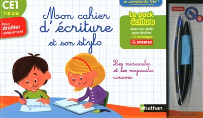 Mon cahier d&#039;écriture et son stylo : CE1, 7-8 ans, pour droitier uniquement