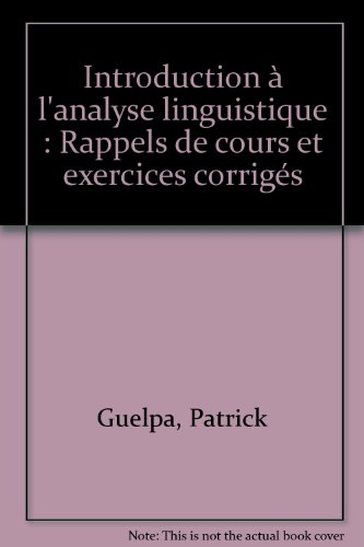 Introduction à la linguistique : exercices corrigés