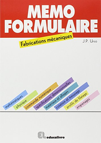 Mémo-formulaire : fabrications mécaniques